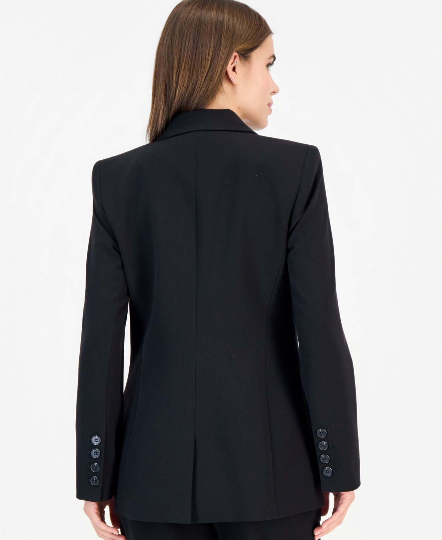 Peak-Lapel Button-Front Jacket