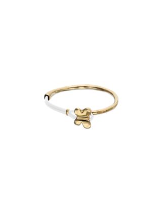 18k Gold Plated Leather Threat and Butterfly Semi-Rigid Bracelet