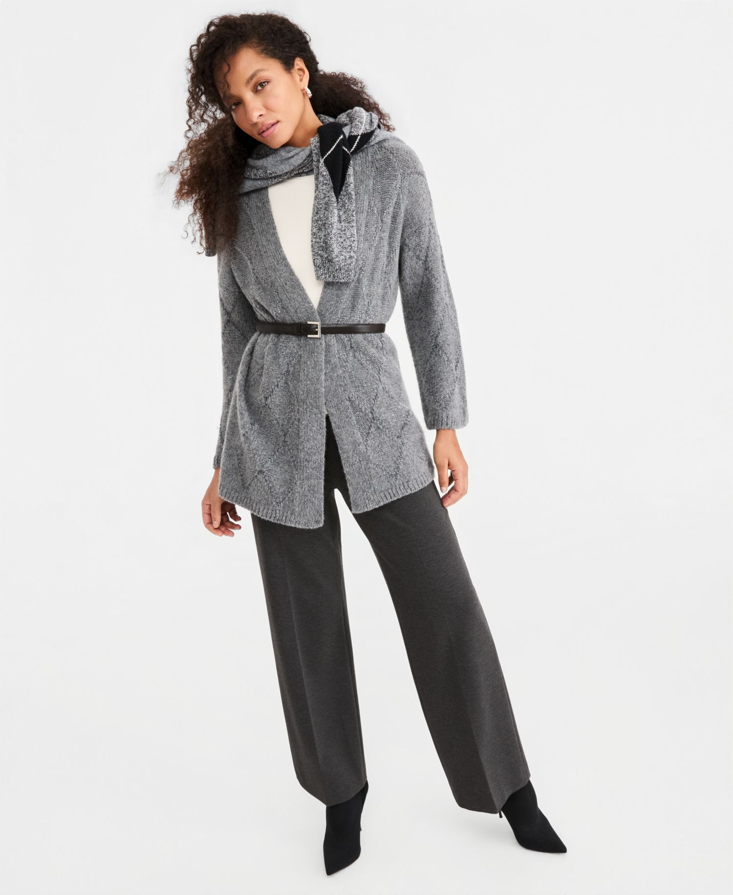 Women's Emmmoli Oversized Sequin-Adorned Shawl-Collar Cardigan