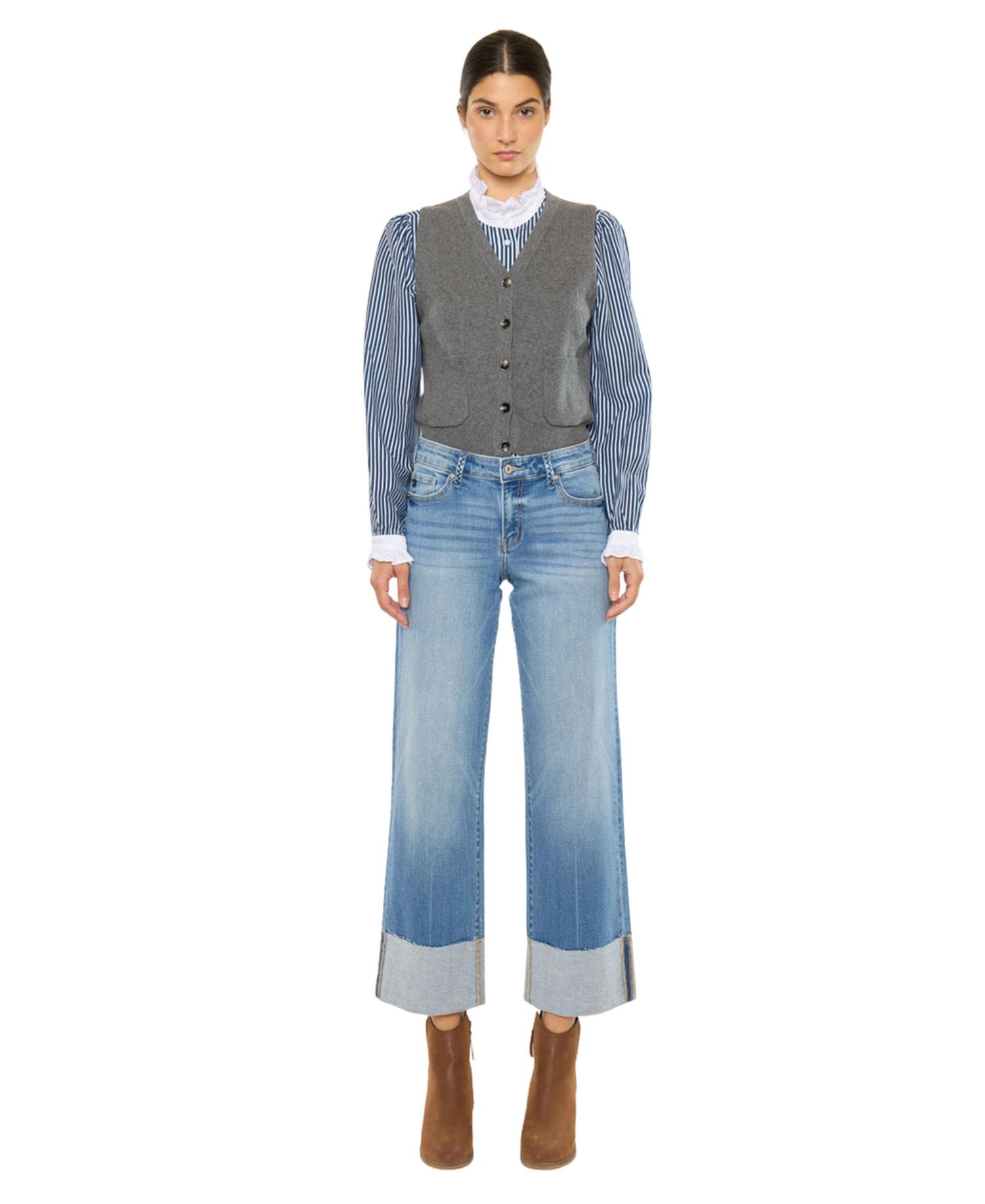 Women's Kenny Mid Rise Crop Wide-Leg Jeans