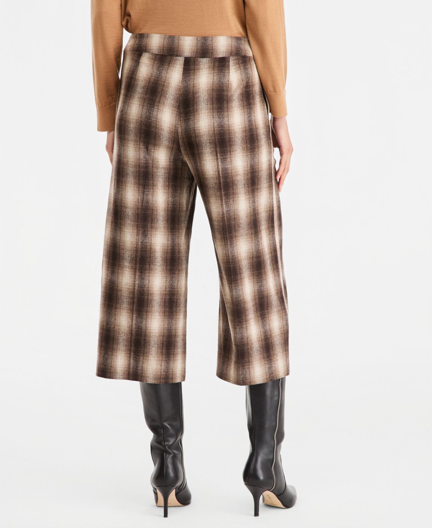 Женские брюки Emme Marella Emmferito Plaid Wide-Leg Cropped, цвет: Коричневый — фото 2