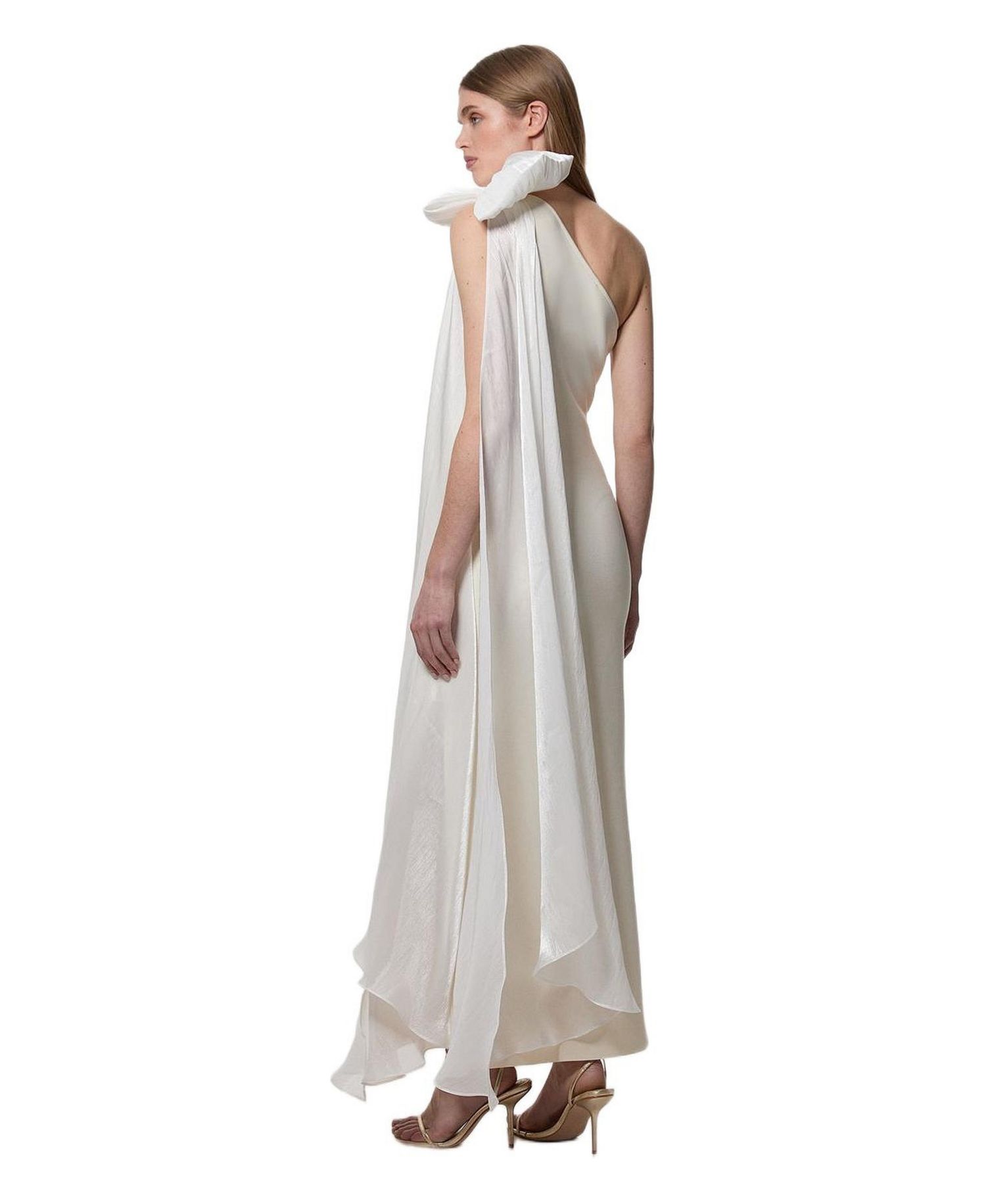 Women's Shoulder Bow Cape Detail Maxi Dress