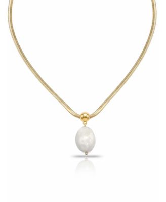 Gold-Plated Bone Pendant Snake Chain Necklace