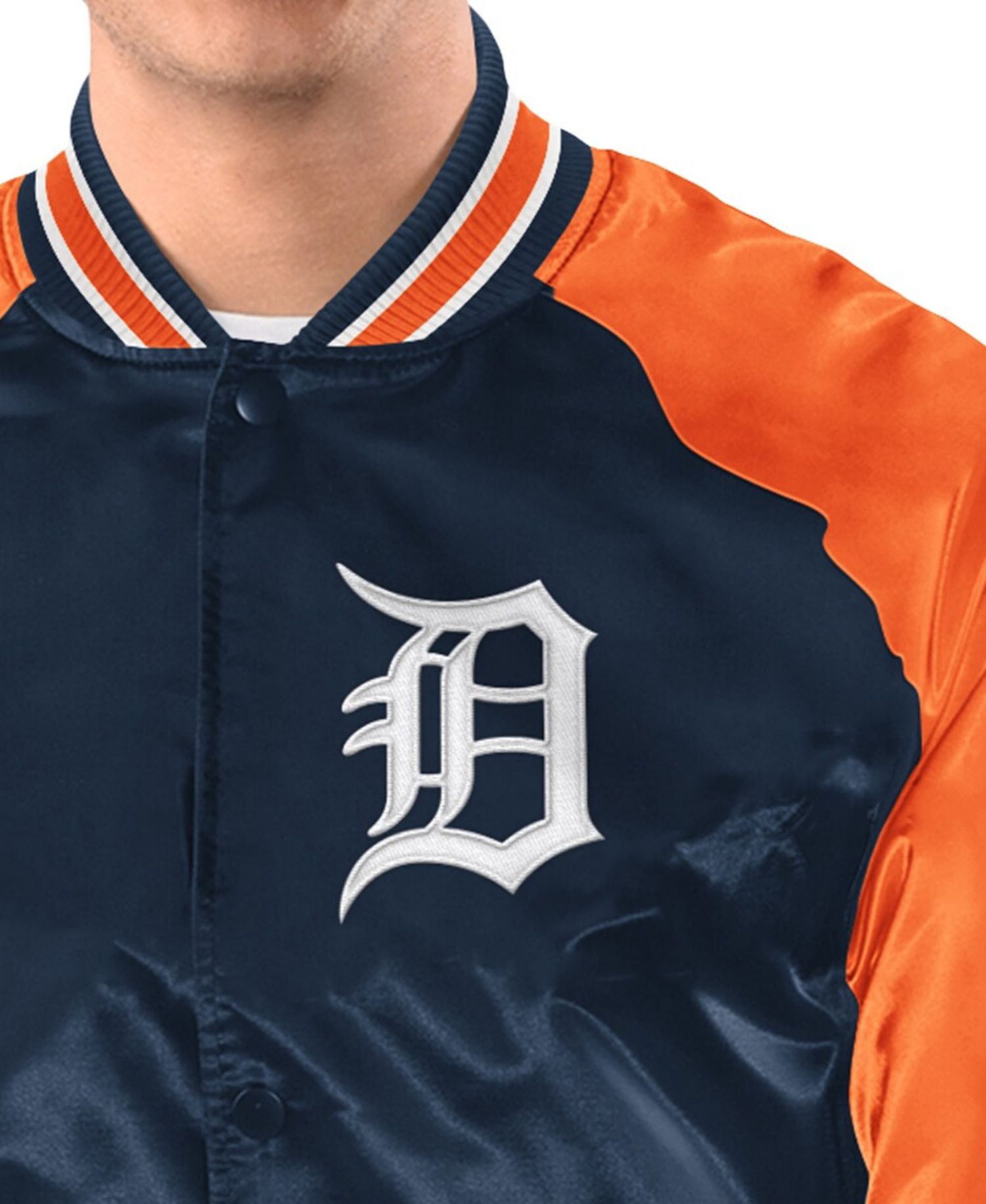 Men's Navy/Orange Detroit Tigers Raglan Blitz Varsity Jacket