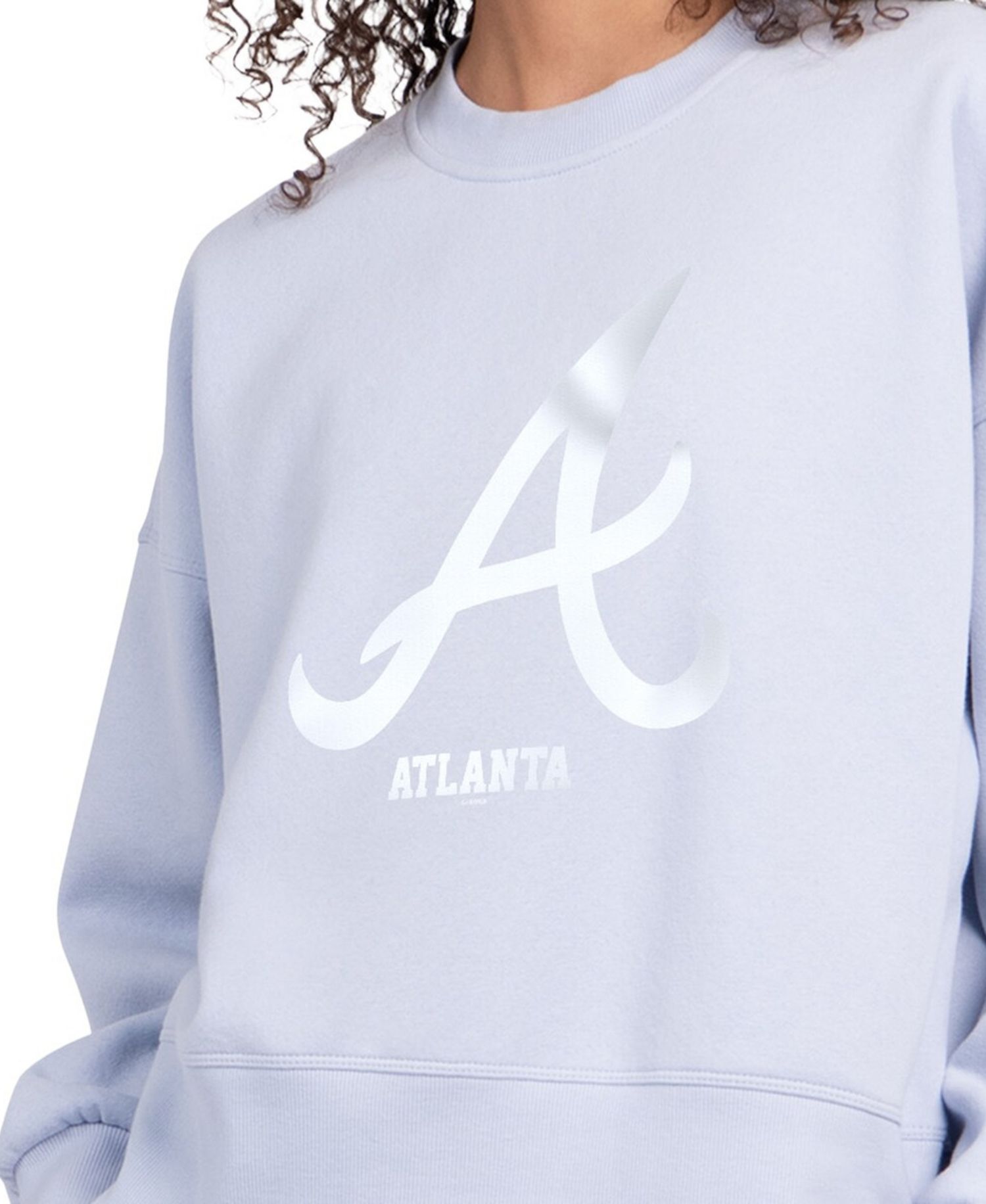 Women's Light Blue Atlanta Braves Pastels Boxy Fleece Sweatshirt