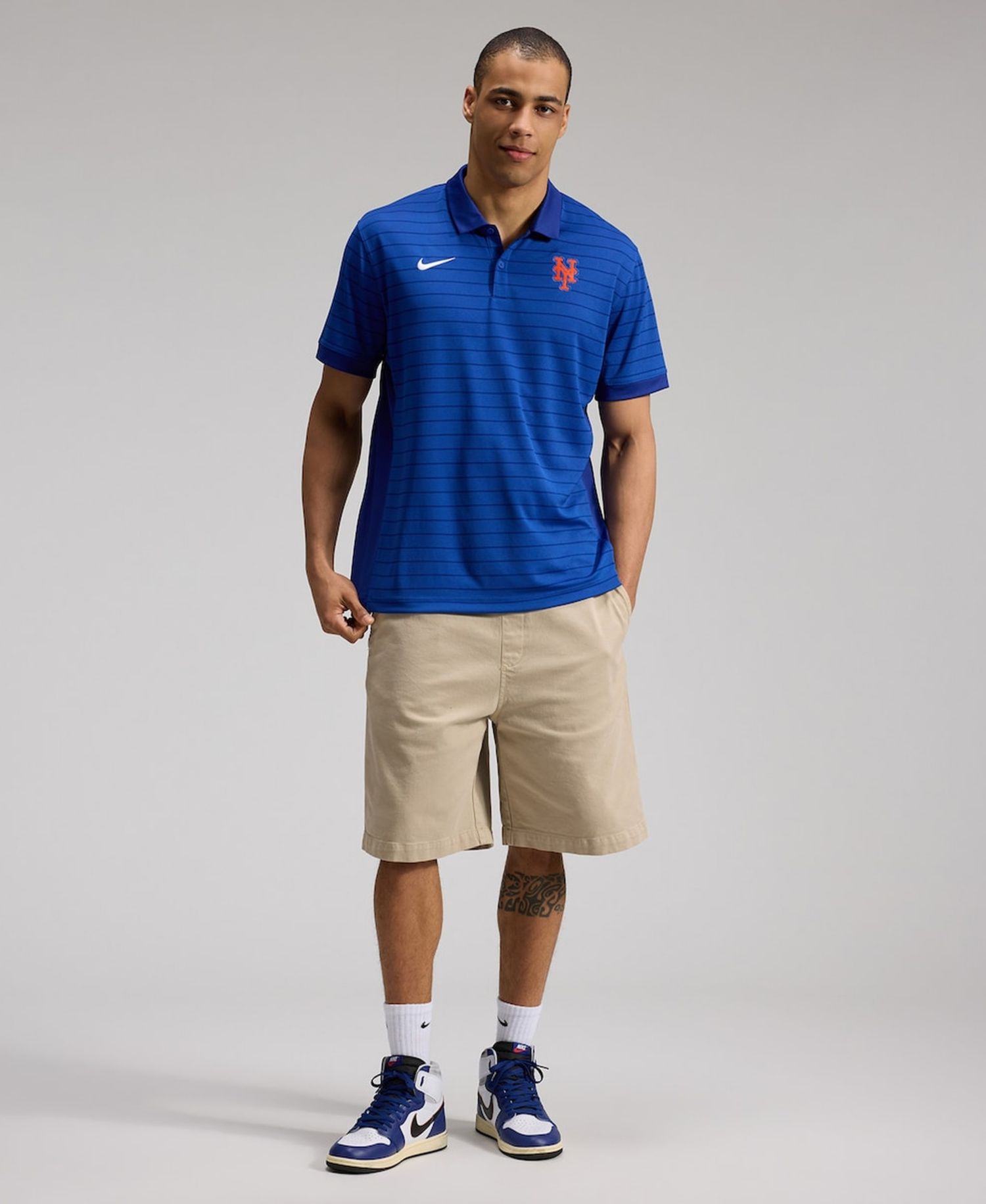 Men's Royal New York Mets Authentic Collection Striped Victory Dri-FIT Polo Shirt