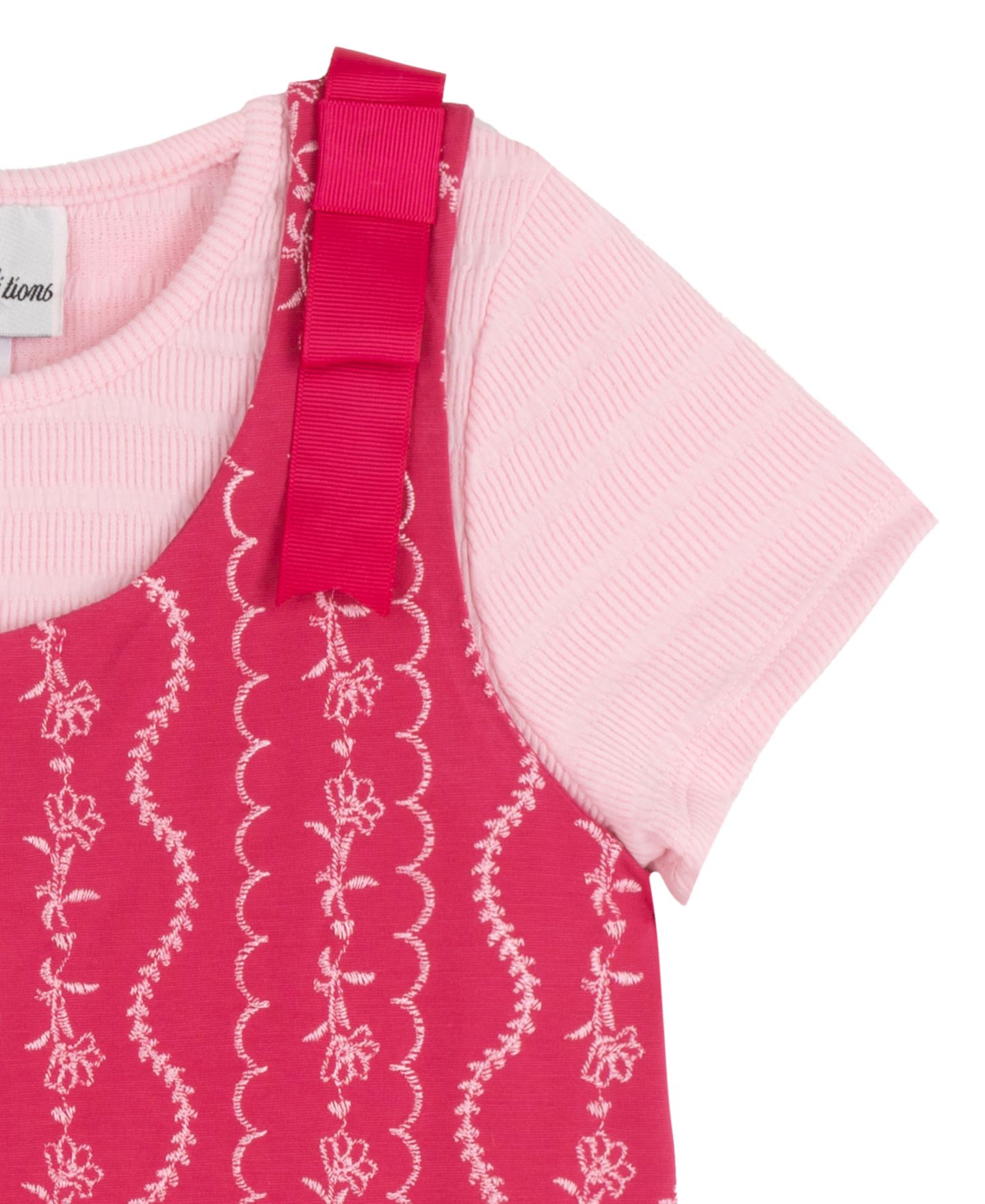 Комплекты Rare Editions Short-Sleeve Top and Jumper, 2-Piece Set для девочек, цвет: Розовый — фото 6