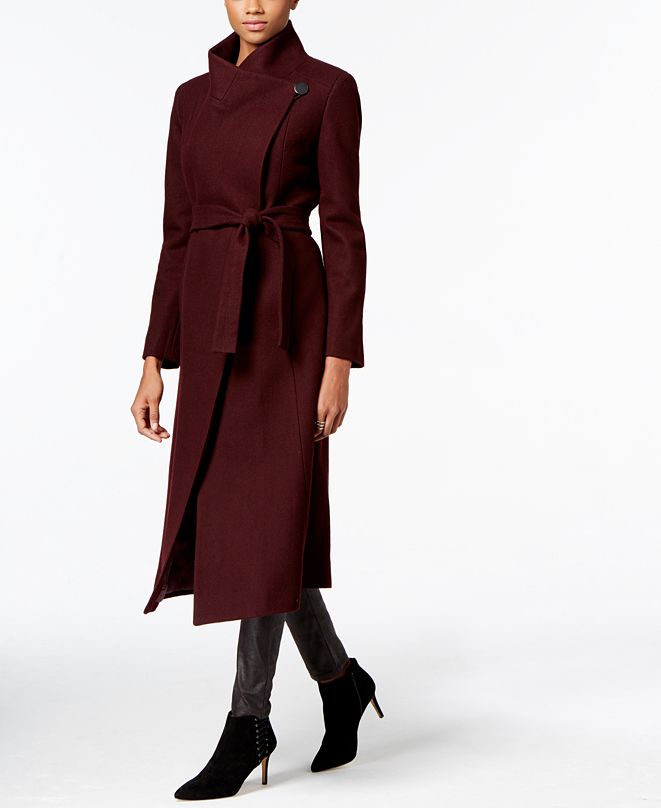 Kenneth Cole Asymmetrical Belted Maxi Wool Coat & Reviews - Coats ...