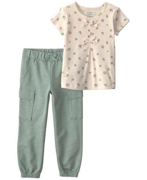 Carter's Toddler Girls' 2T-5T Floral Top and Pant, 2-Piece Set