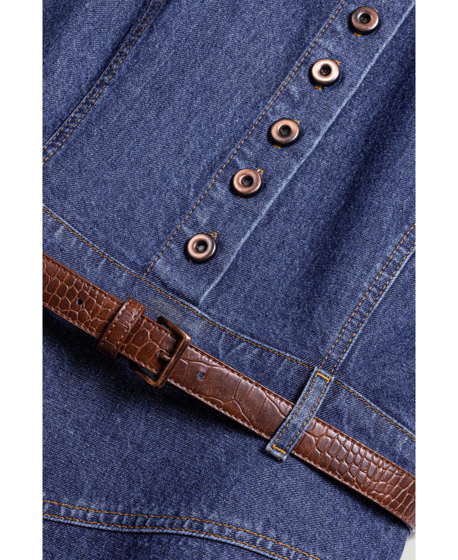 Women's Belted Denim Mini Dress