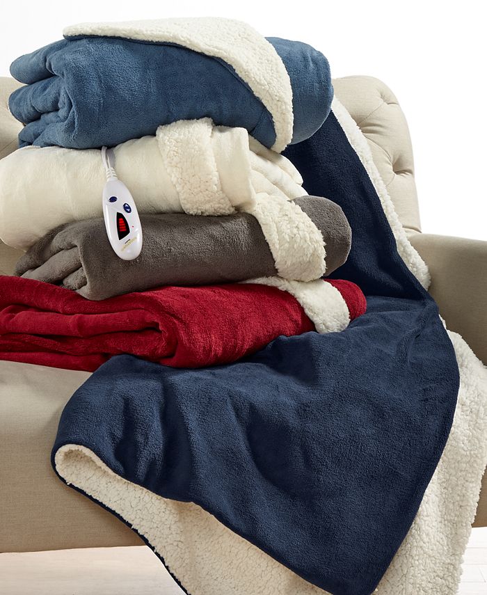 Biddeford Microplush Reverse Sherpa Electric Throws Macy's