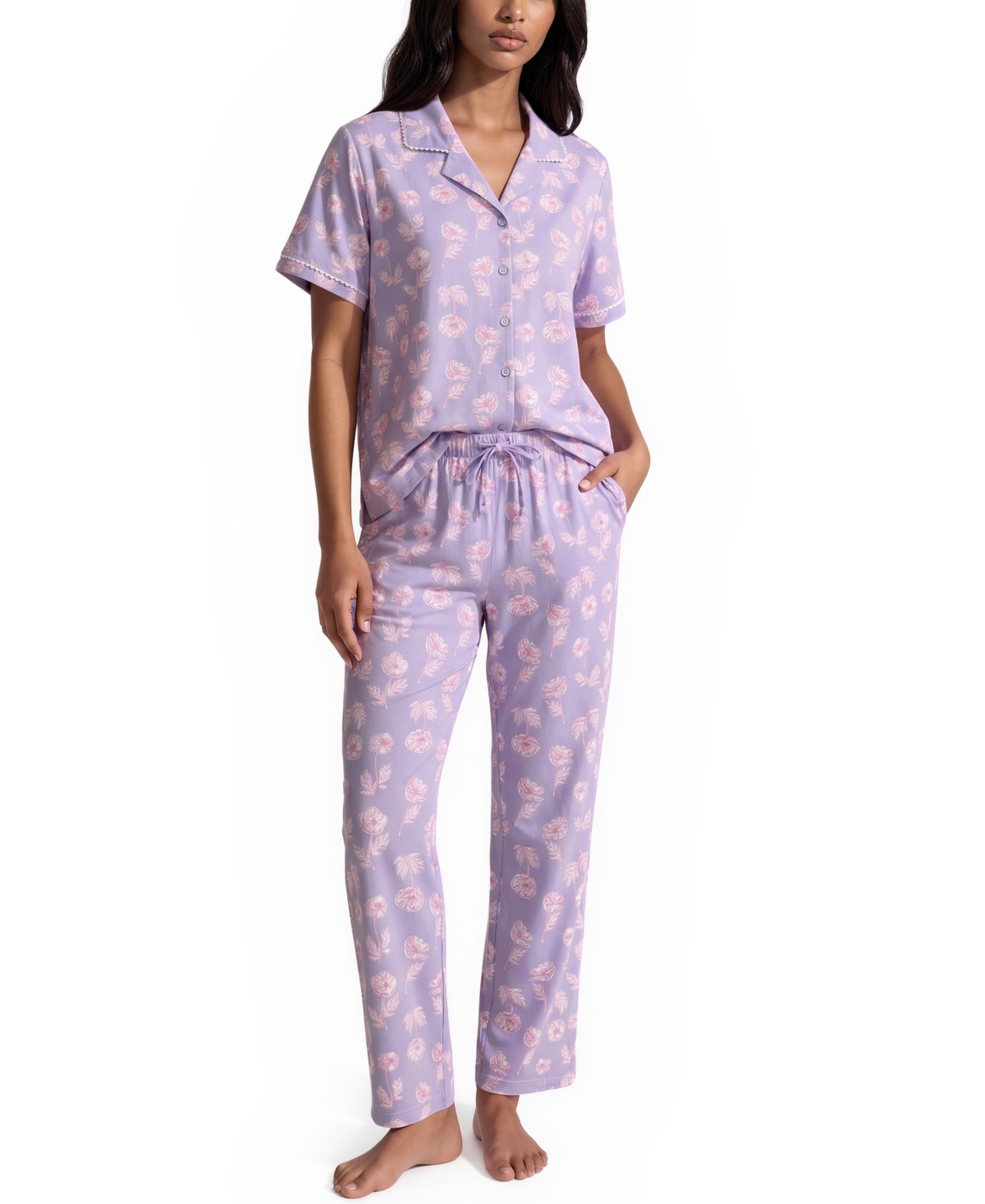 Vera Bradley Women's Mix Match Notch Neck Top and Mid-Rise Shorts, 3-Piece set