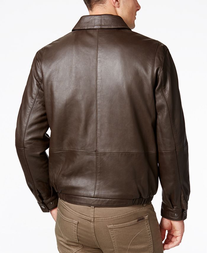 Nautica Men's Big & Tall Point Collar Leather Jacket - Macy's