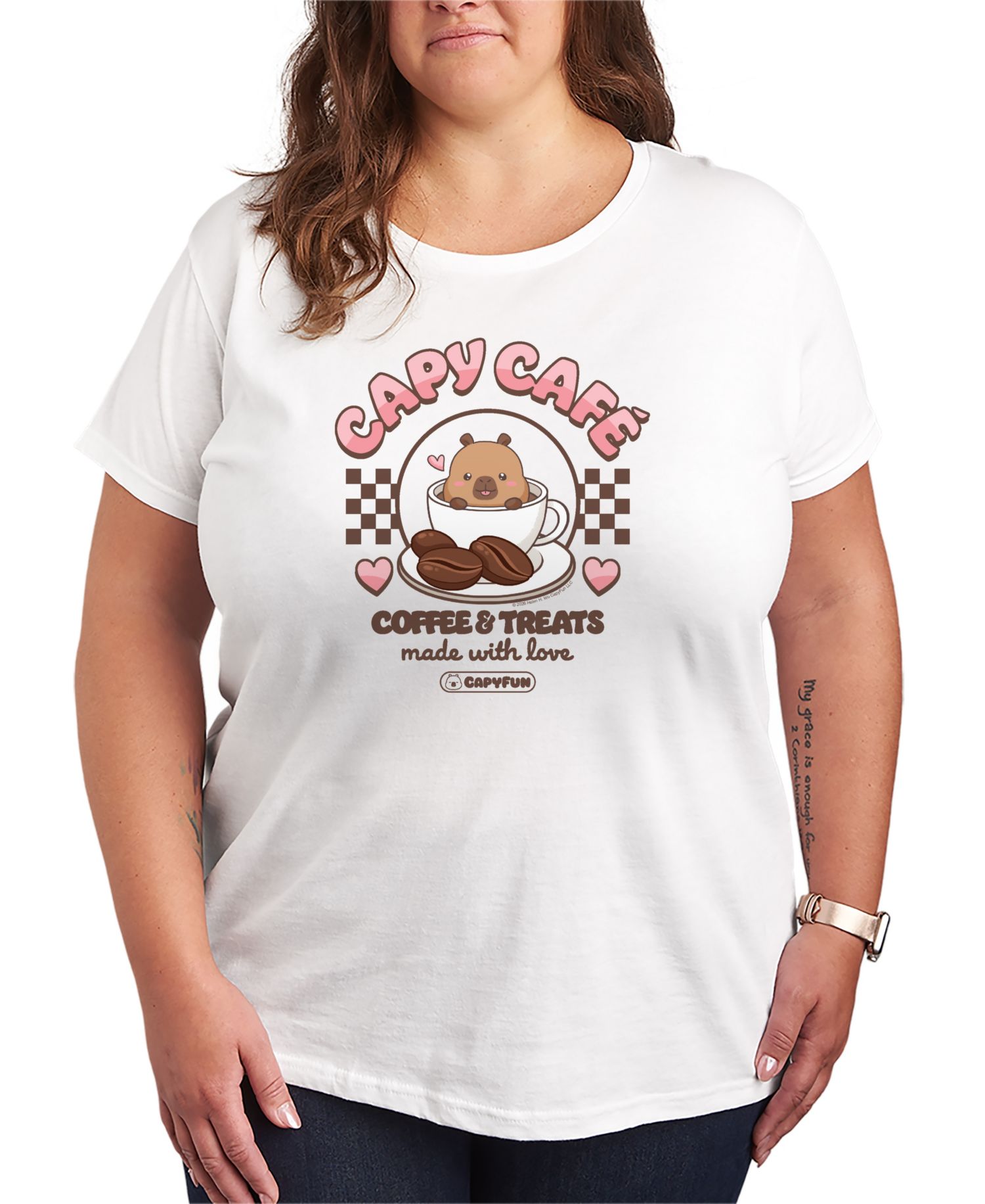 Plus Size CapyFun Caf&eacute; Coffee Graphic T-Shirt