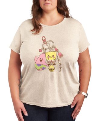 Plus Size SpongeBob SquarePants Kawaii Keychain Graphic T-Shirt