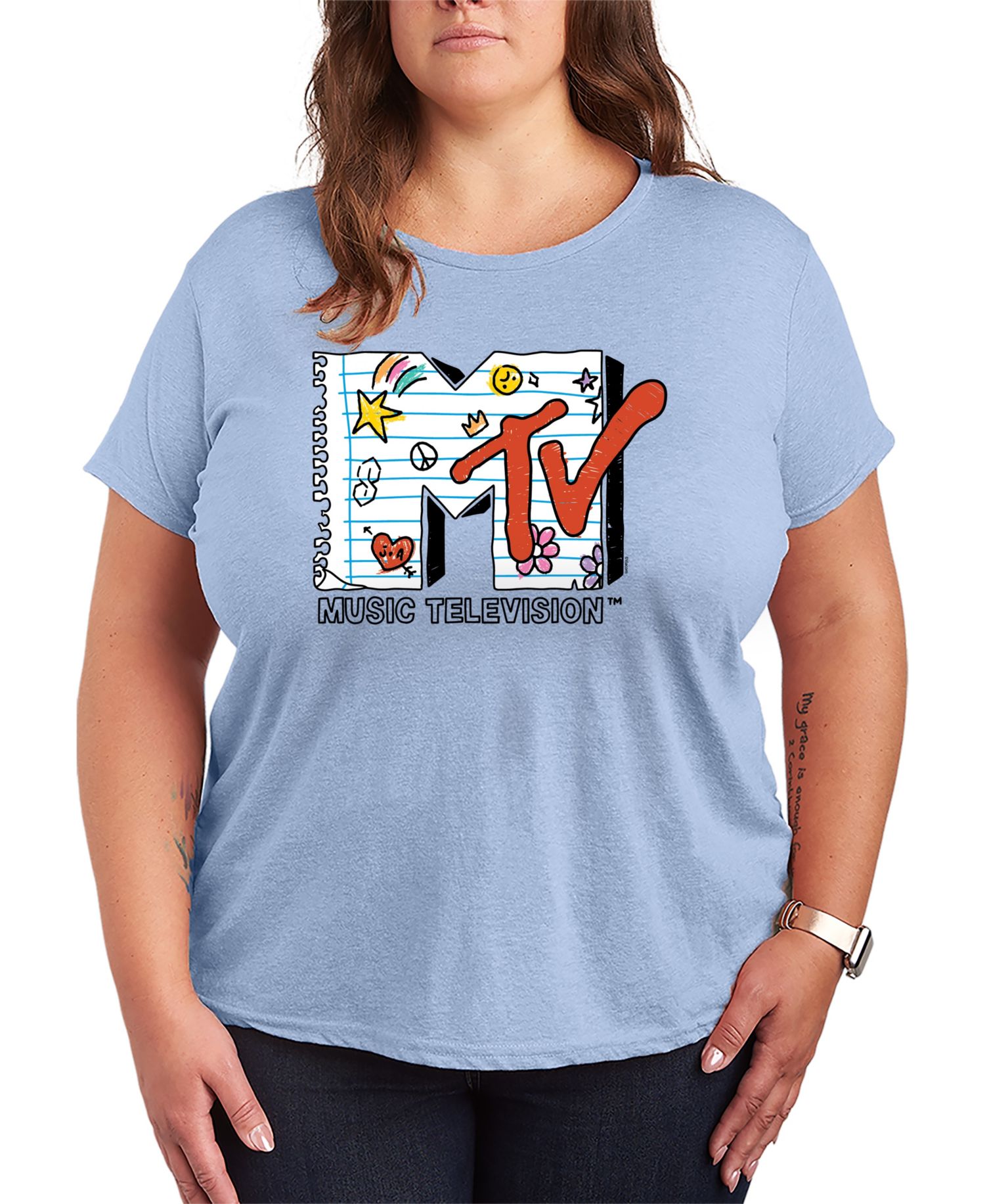 Plus Size MTV Notebook Logo Graphic T-Shirt