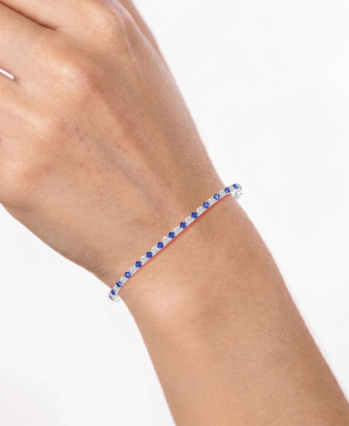 Macy's Lab-Grown Blue Sapphire (3-1/6 ct. t.w.) and White Bracelet Sterling Silver (Also Available Multi-Sto