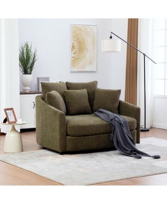56.3'' Wide Upholstered Round Cuddle Chaise with Pillows