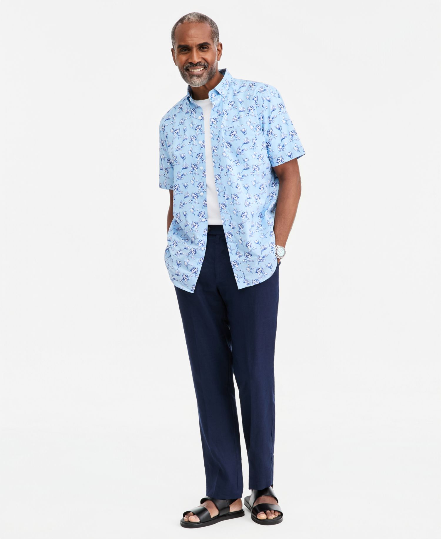Men's Ketch Floral Poplin Short-Sleeve Shirt