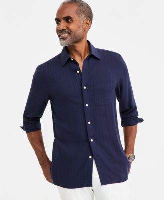 Men's Solid Silk Blend Long-Sleeve Shirt