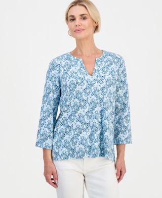 Petite Split-Neck Tunic, Macy's Exclusive
