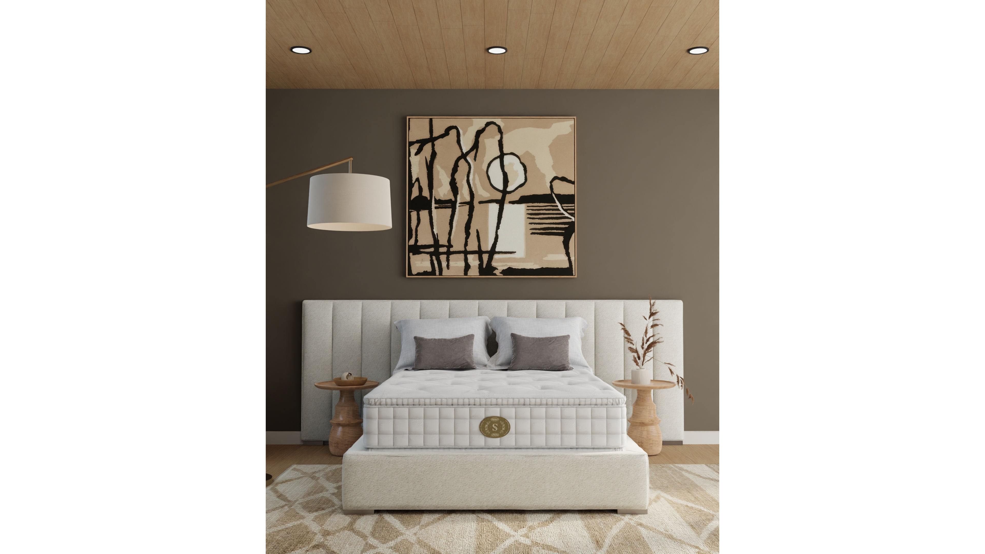 Shifman Captivating 15" Luxury Plush Pillow Top Mattress Set, Queen Split