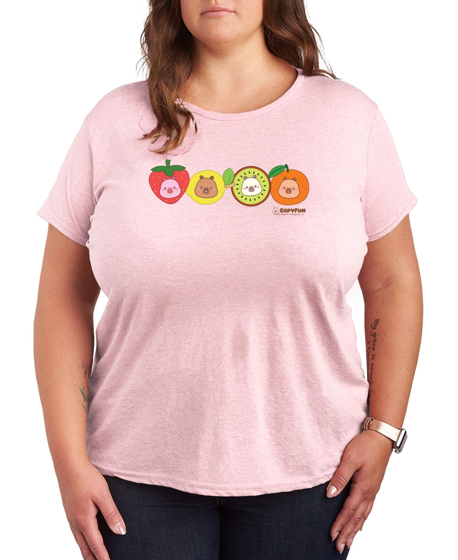 Plus Size CapyFun Fruits Graphic T-Shirt