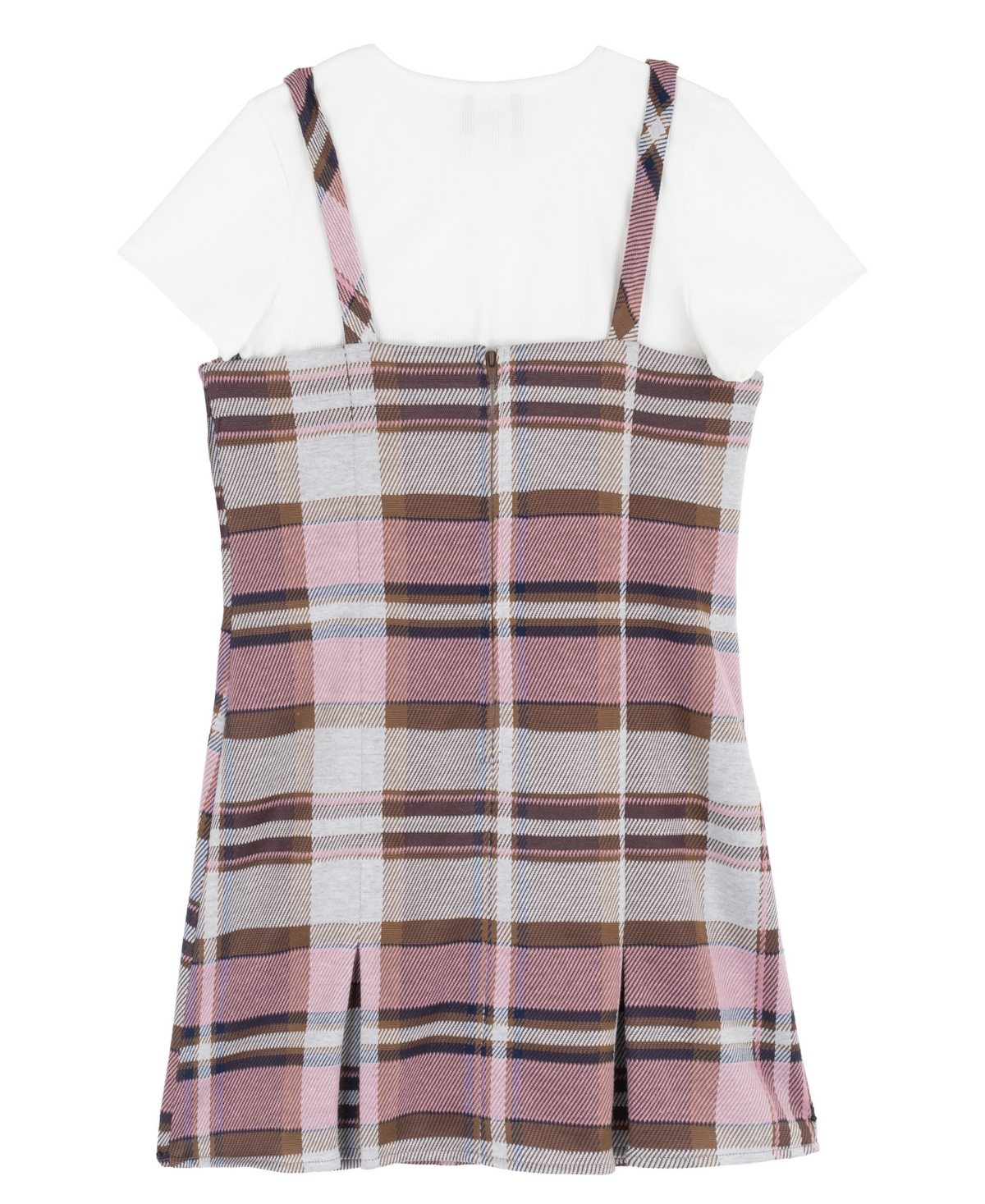 Rare Editions Girls' 7-16 Plaid Pleated Short-Sleeve Top and Dress, 2-Piece Set