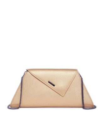 Women's Metallic Envelope Clutch Saffiano Leather Evening Bag for Party Wedding Crossbody with Chain Strap