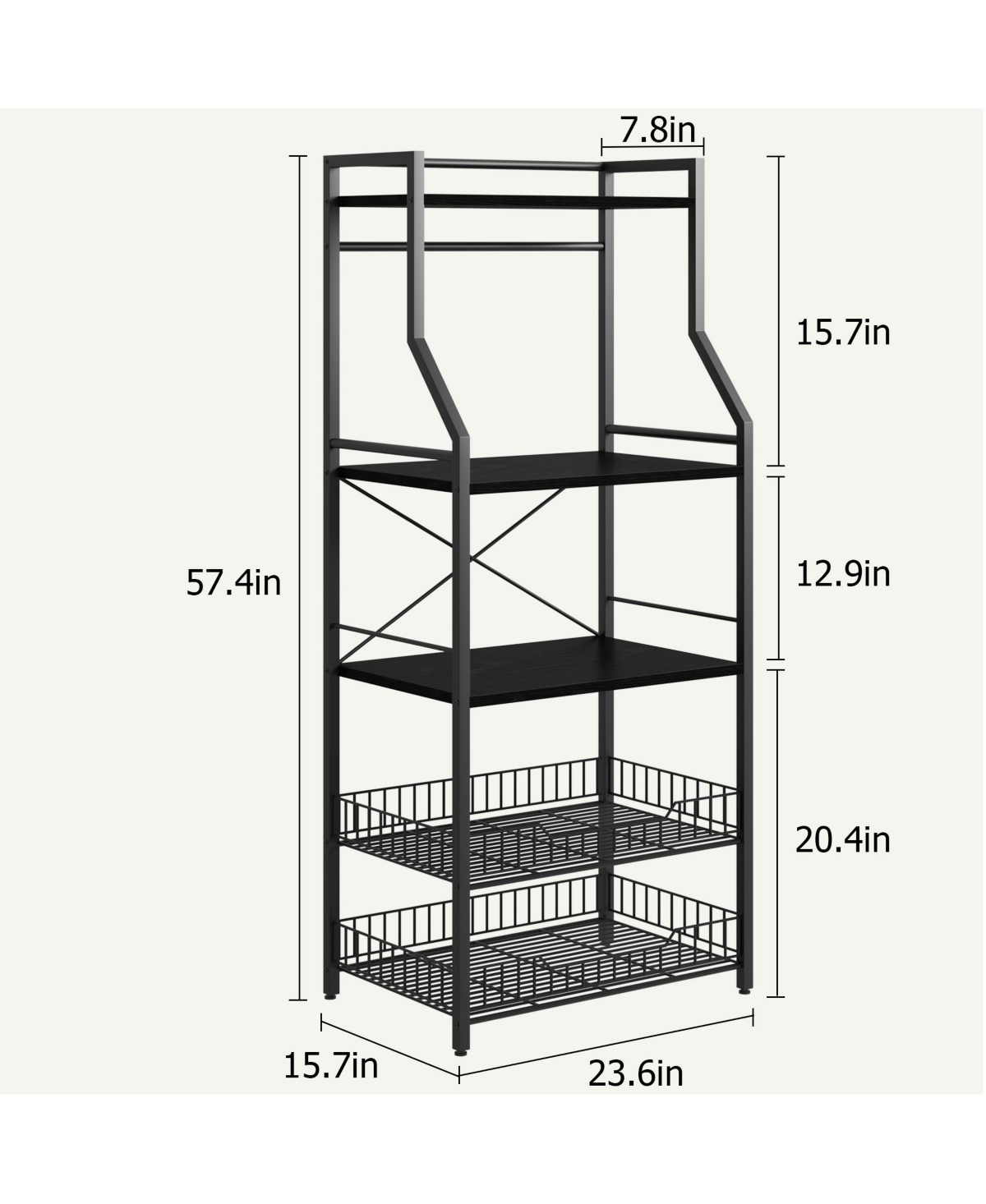 gaomon kitchen baking rack, microwave rack with 2 large metal wire baskets, coffee bar