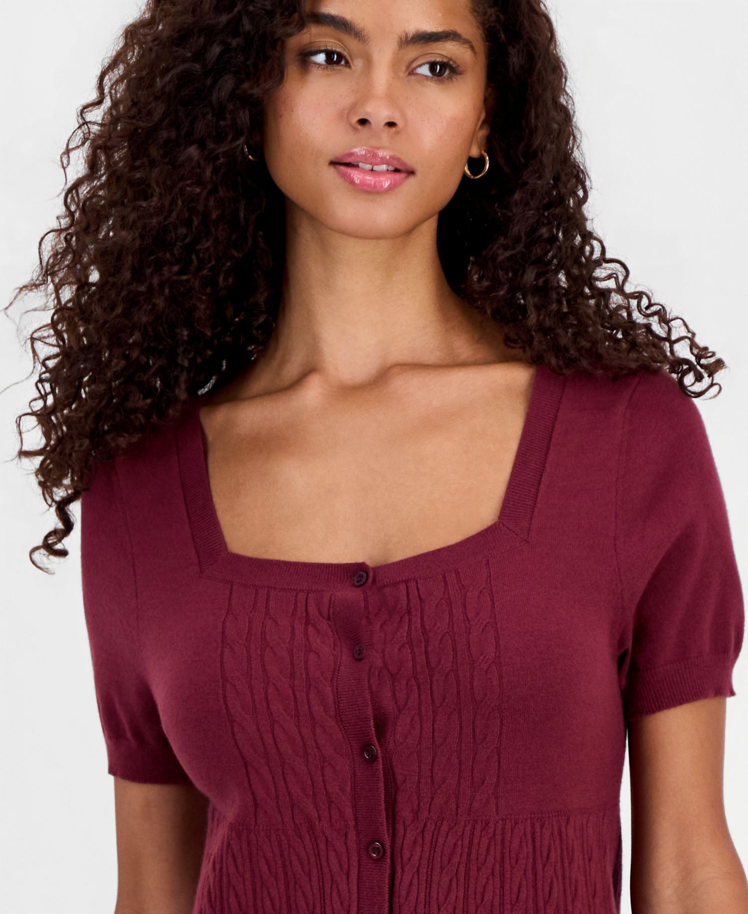 Juniors' Short-Sleeve Babydoll Sweater