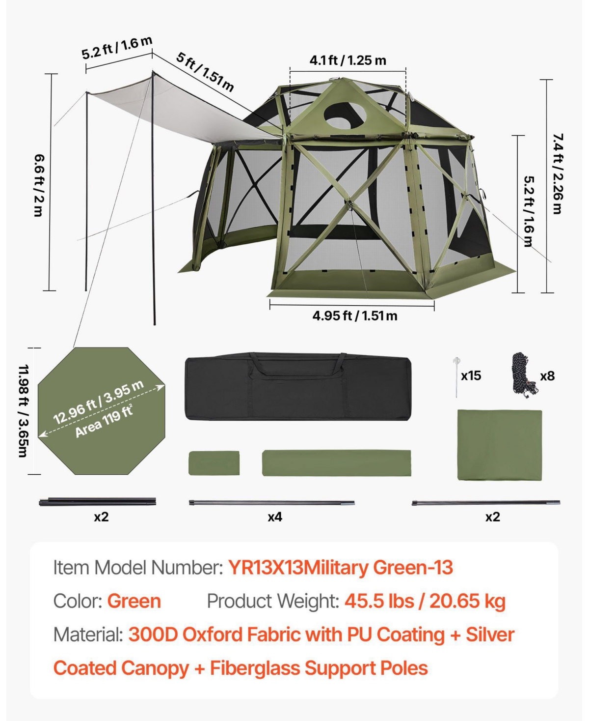 Cozito Pop Up Gazebo Screen Tent