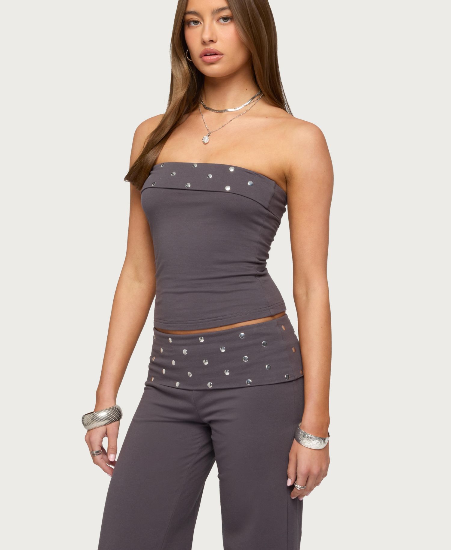 Women's Breanna Studded Foldover Tube Top