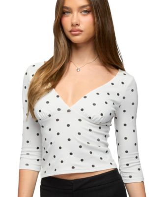Women's Katey V Neck Polka Dot Top