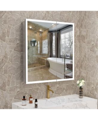 30"W x 32"H LED Lighted Medicine Cabinet with Mirror, Anti-Fog Bathroom Mirror Cabinet