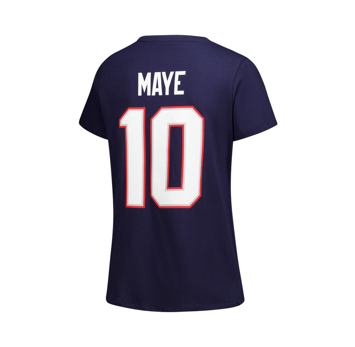 Women's Drake Maye Navy New England Patriots Plus Size Name & Number V-Neck T-Shirt