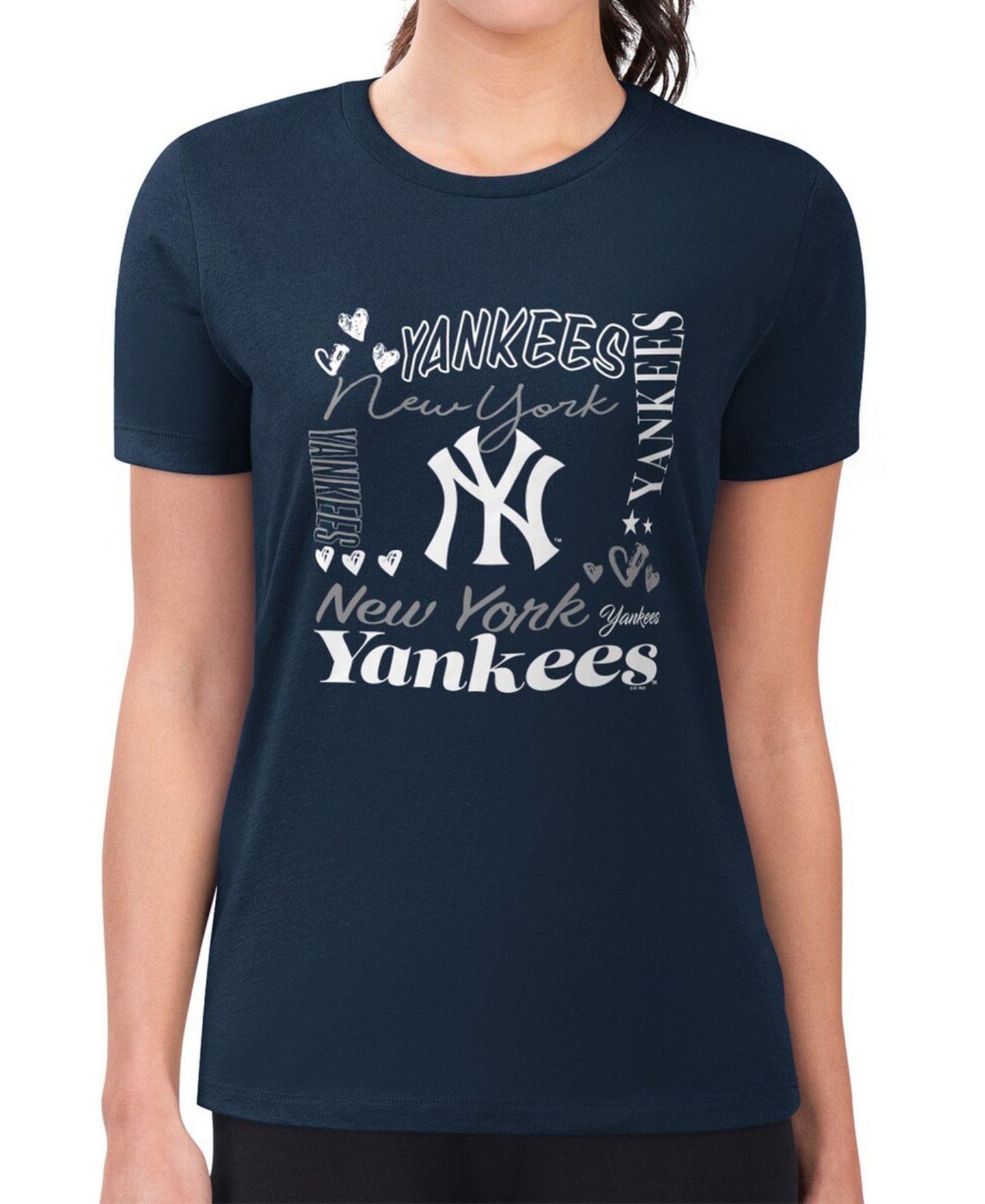 Женская футболка G-III 4Her by Carl Banks Navy New York Yankees Super-Slim Fit Lightweight Collage Team Graphic Crew Neck — фото 4