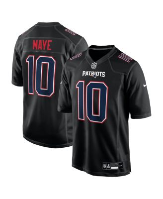 Men's Drake Maye Carbon Black New England Patriots Game Jersey