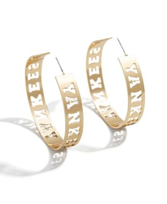 x Baublebar Women's New York Yankees Large Cutout Hoop Earrings