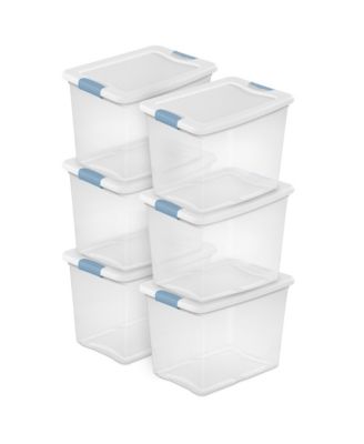 25 Quart Latching Storage Box, Stackable Bin with Latch Lid, 6 Pack