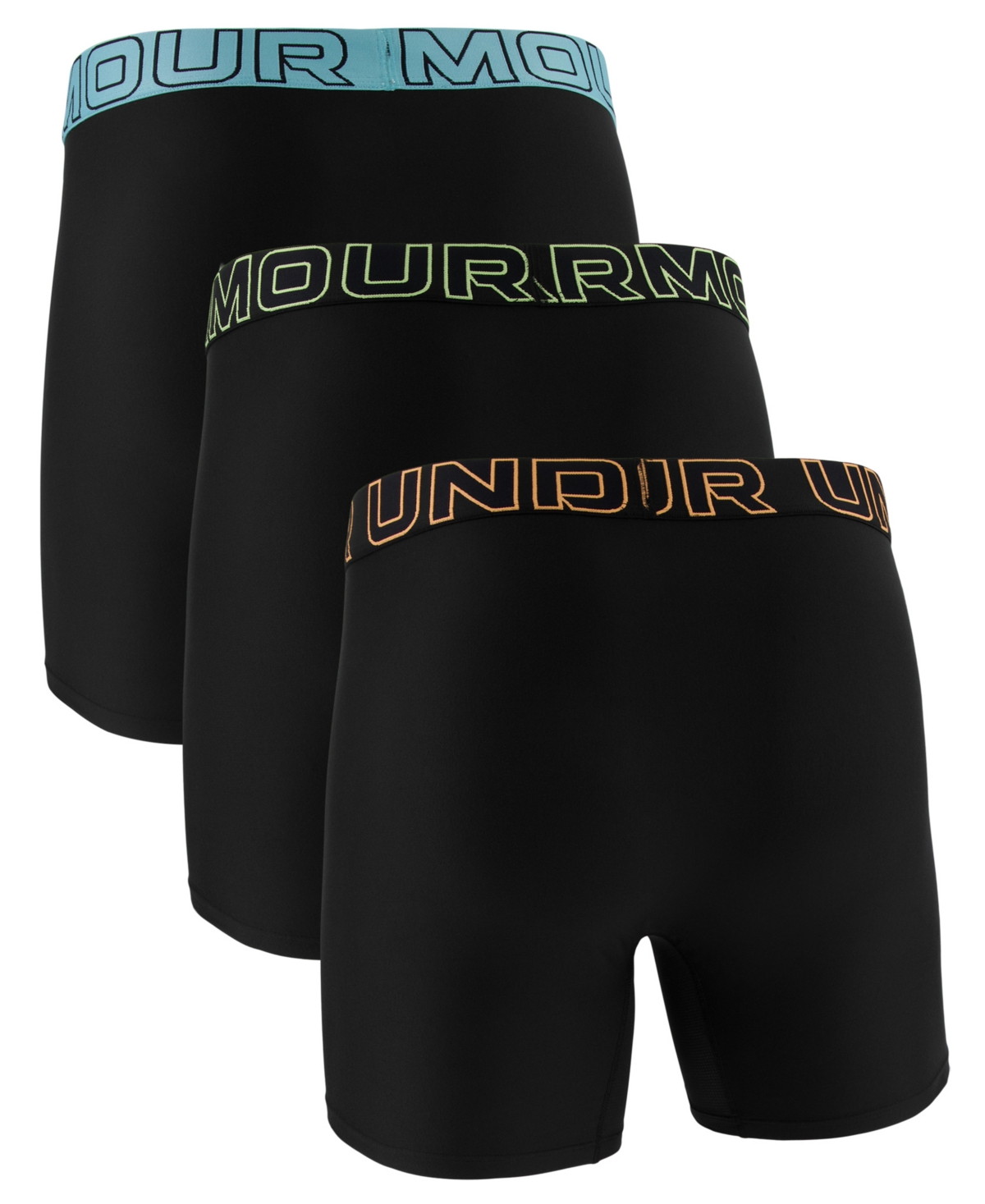 Under Armour Men's Performance Tech Solid 6" Boxer Briefs, 3-pack In Black
