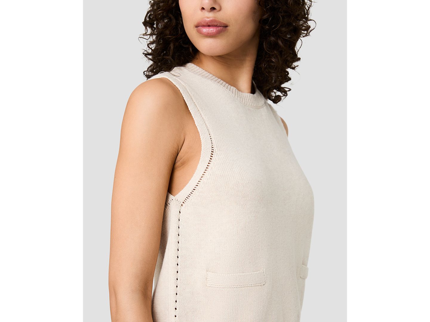 Женский топ French Connection Mozart Crewneck Sleeveless Knit, цвет: Овсяный меланжевый — фото 6