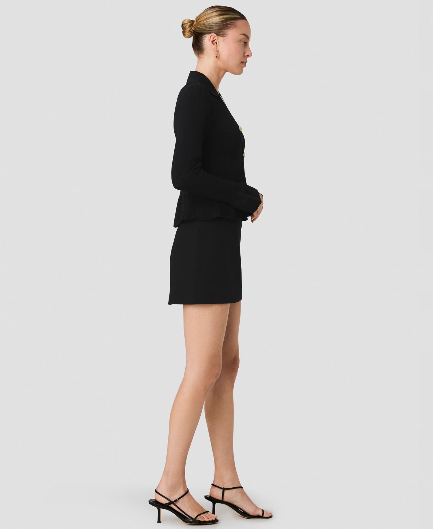 Women's Crinkle Knit Pointelle Long-Sleeve Top