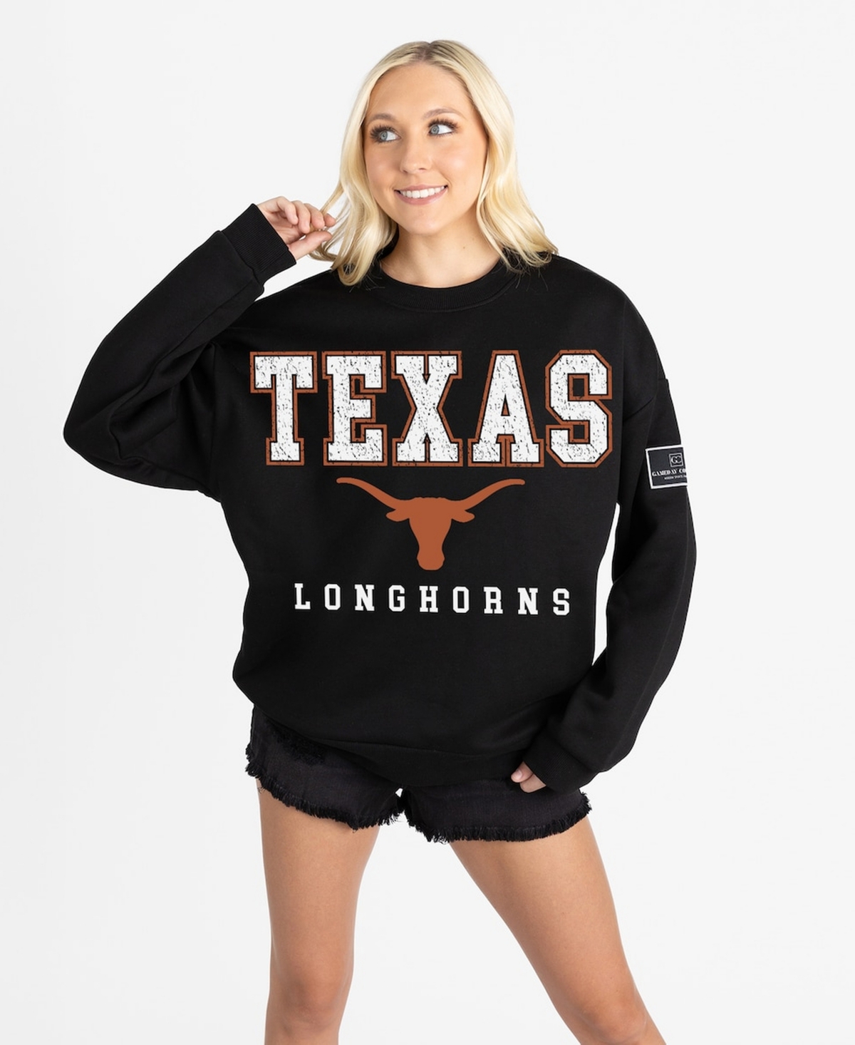 Gameday Couture Women's Black Texas Longhorns Oversized Level Up Label Premium Sweatshirt