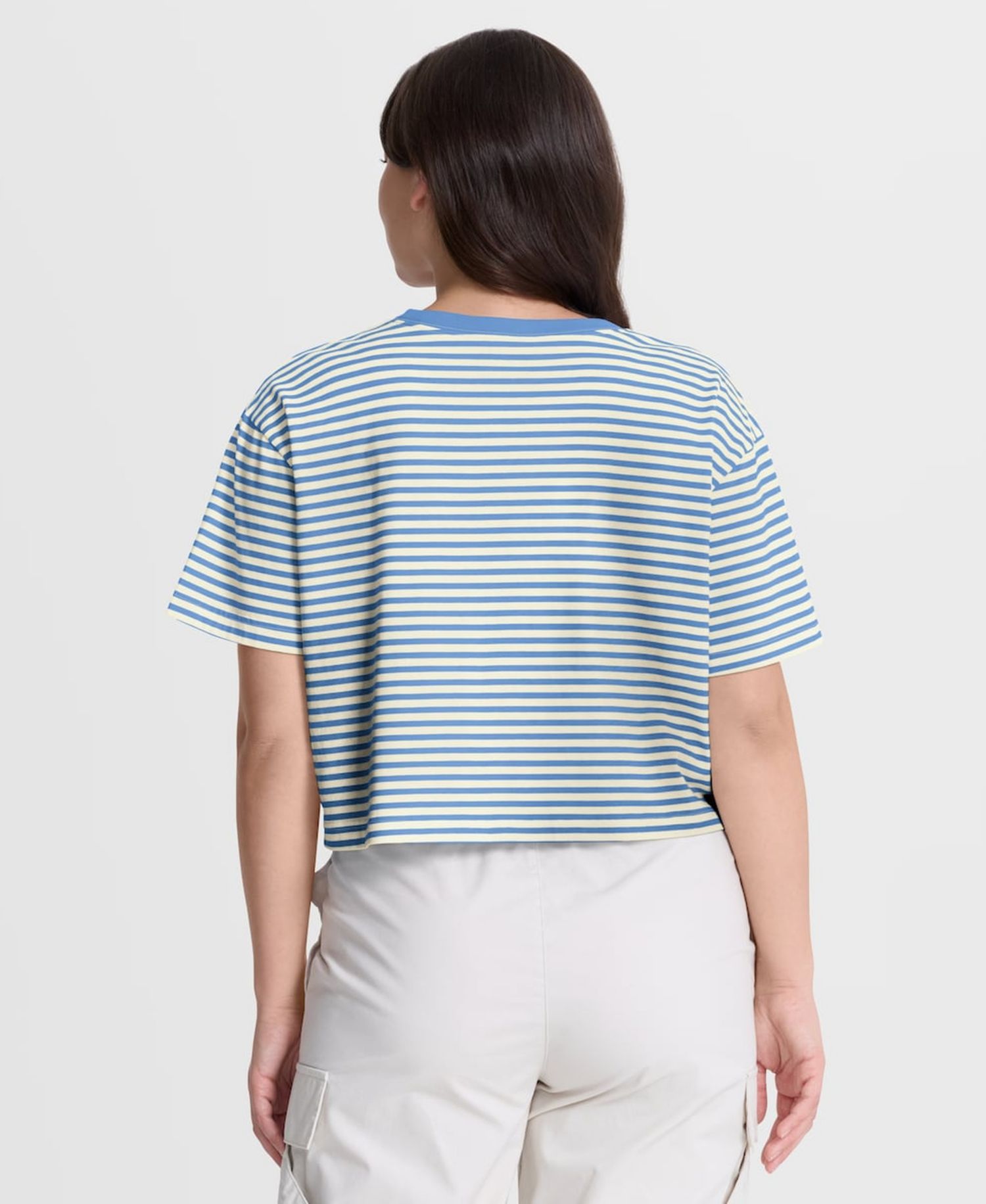Women's Light Blue/Cream Philadelphia Phillies Cooperstown Collection Striped Cropped T-Shirt