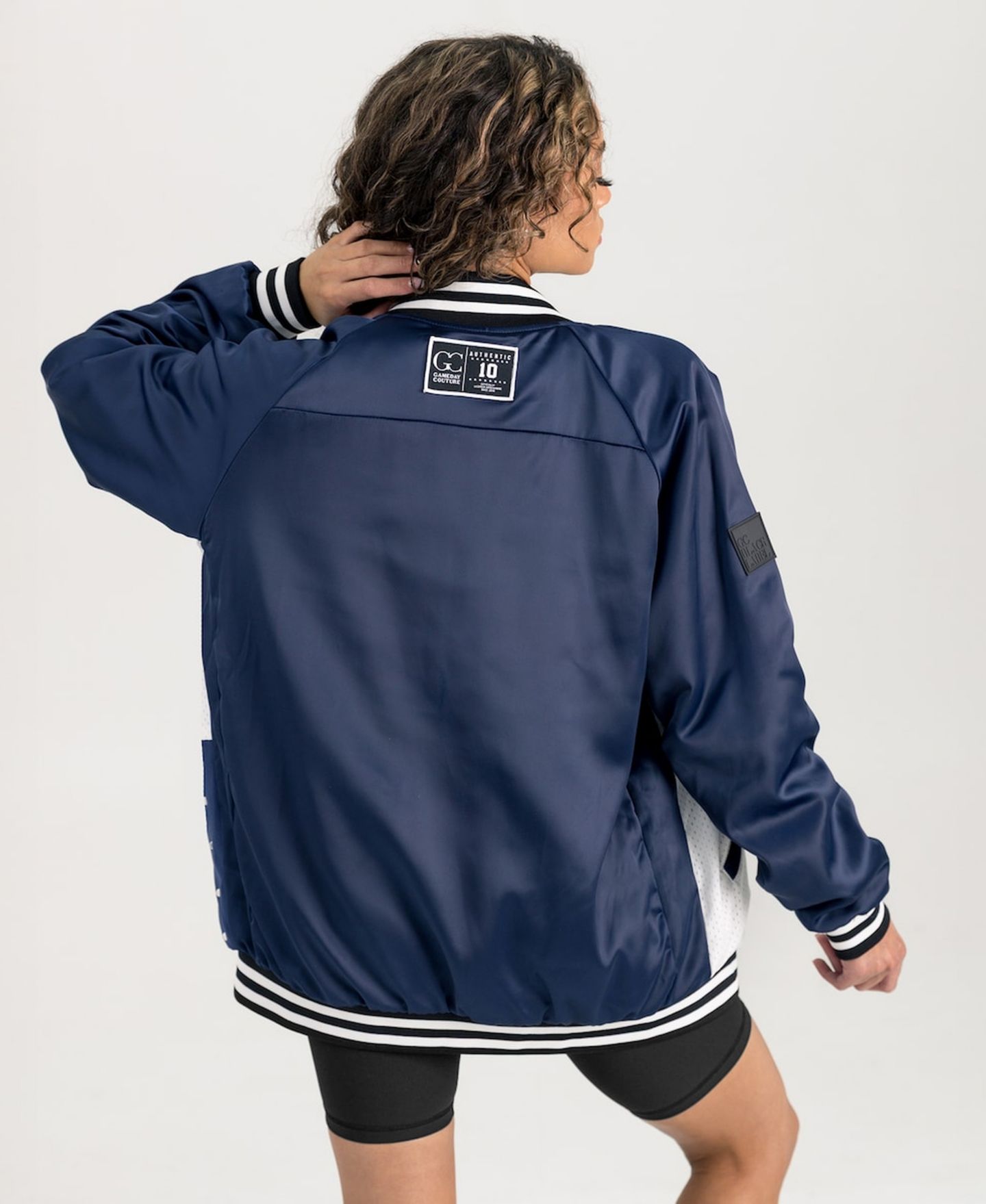 Женская куртка Gameday Couture Navy UConn Huskies Oversized Inner Drive Varsity Rhinestone Full-Snap Bomber — фото 5