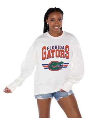 Women's White Florida Gators Oversized Swift Strike Long Sleeve T-Shirt