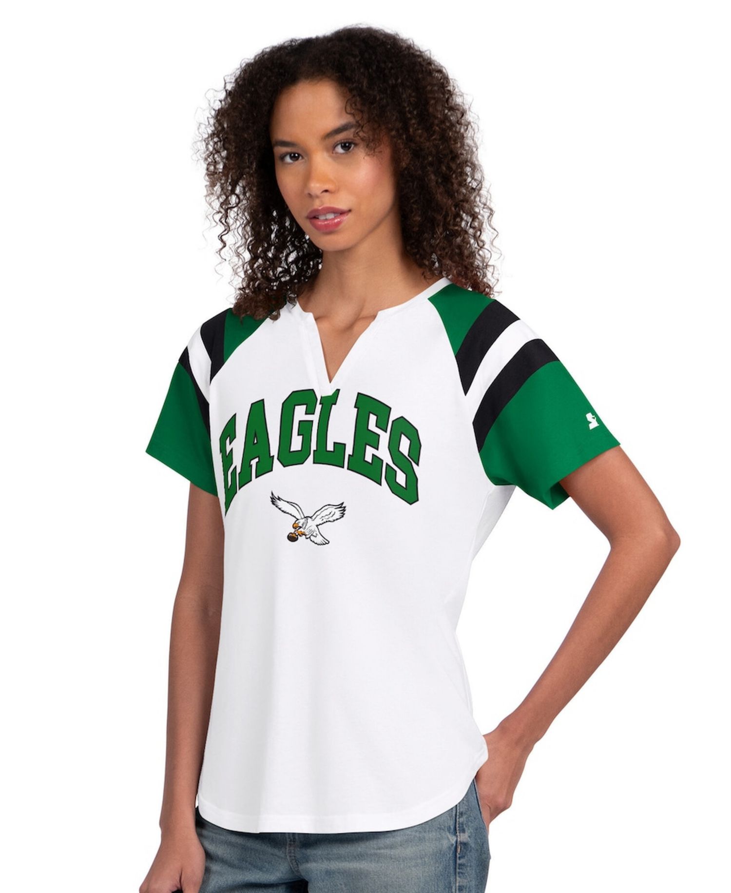 Women's White Philadelphia Eagles Game On Notch Neck T-Shirt