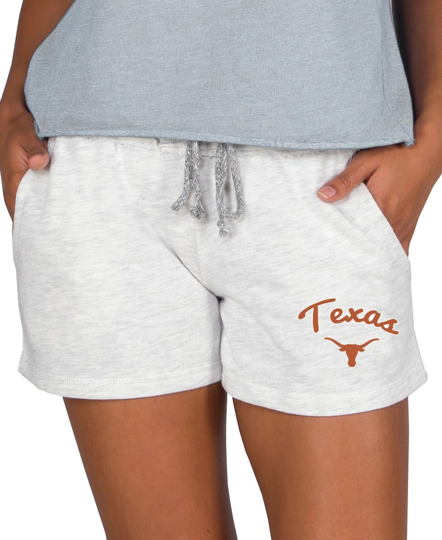 Women's Ash Texas Longhorns Mainstream French Terry Tri-Blend Shorts