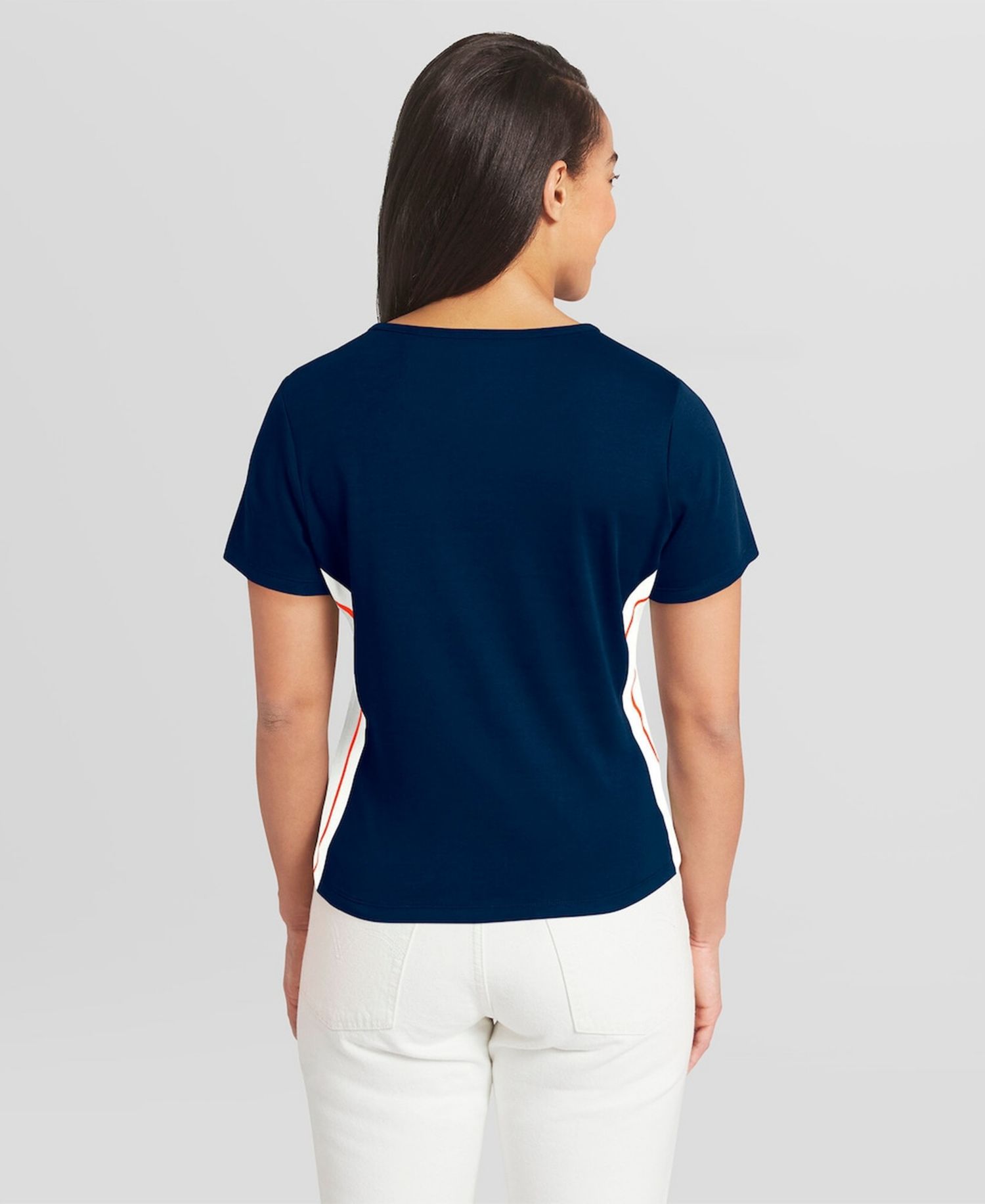 Women's Navy Detroit Tigers Notch Neck Cropped T-Shirt